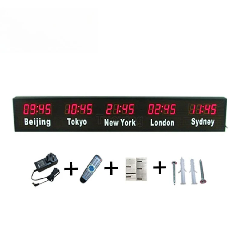 Electronic world clock, hotel station meeting room, city name fixed, WiFi school hour