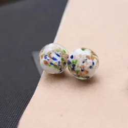 10PCS 8mm 10mm 12mm Lampwork glass beads Handmade With Colorful Shinning Pieces Multi-color Loose beads for Jewelry making DIY