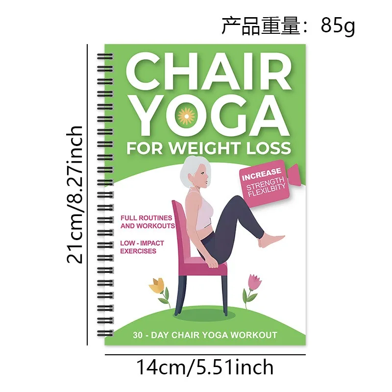 New Arrival Chair Yoga For Weight Loss Spiral Notebook Elderly Fitness Slimming Exercise Guide Book