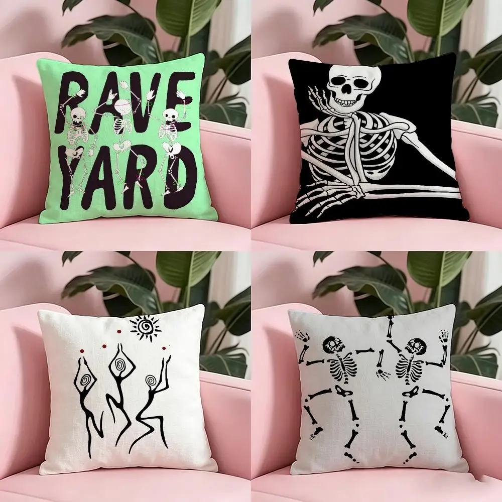 Halloween Graveyard Rave Cushion Cover Anti-dustmite Pillowcase Invisible zipper silky short plush Sofa cushion cover