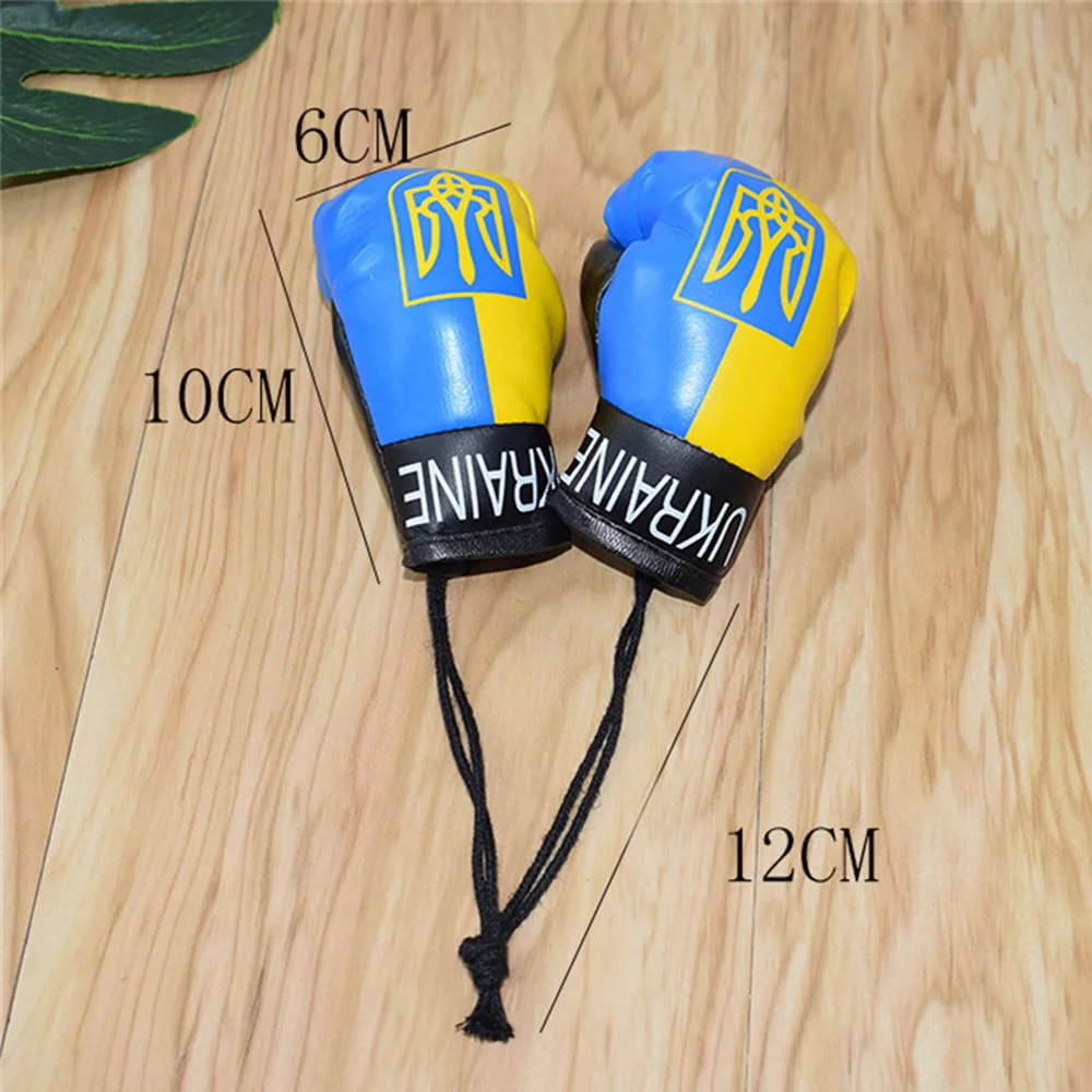 Boxing Gloves Keychains Car Bag Pendant Keychain Sport Leather PVC Boxer Italy Ukraine National Flag Key Chains Accessories Gift