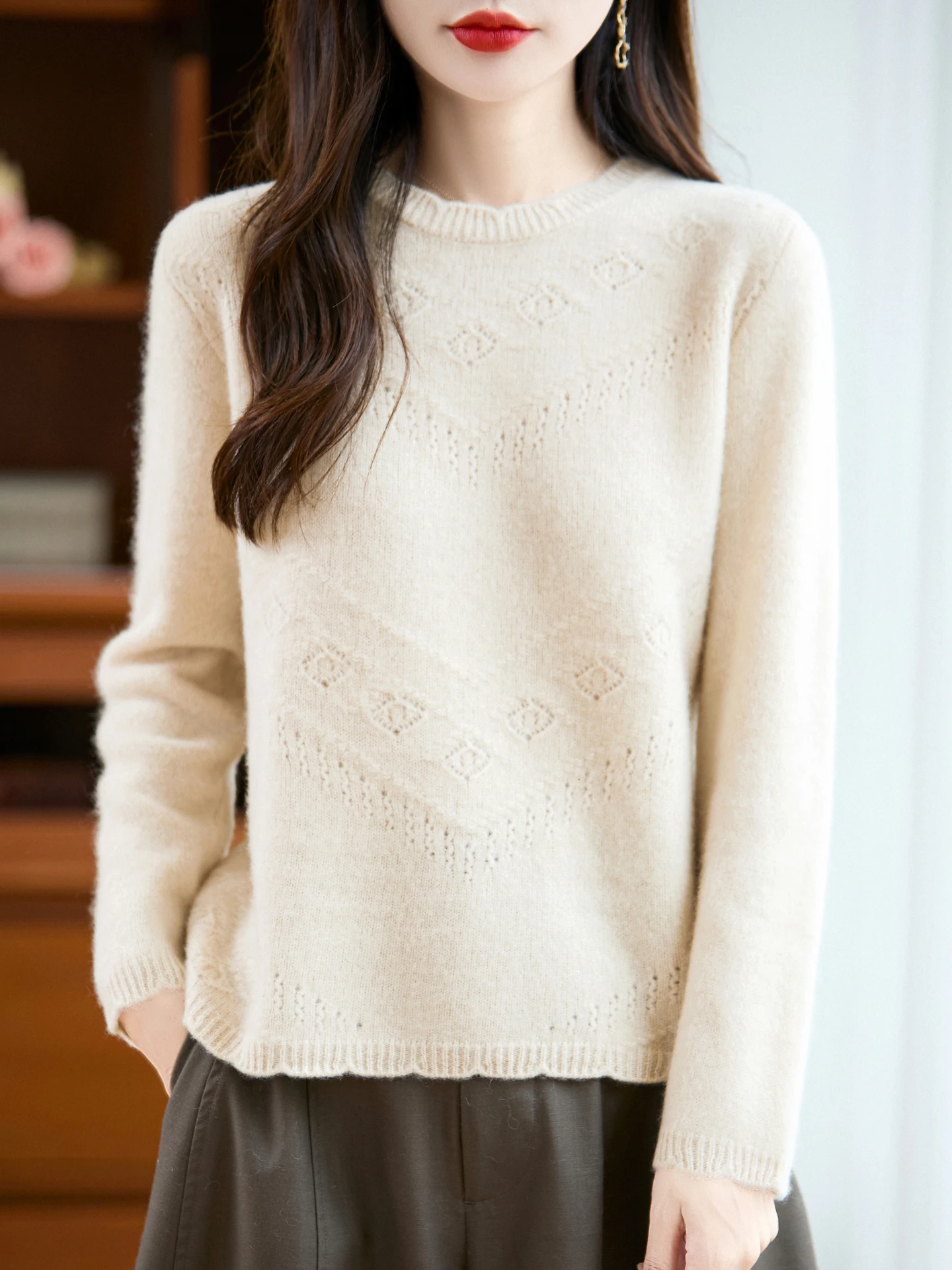 New Fashion Autumn Winter Woman Sweater Elegant Female 100% Merino Wool Knitted Pullover Cashmere Lady Long Sleeve Clothing Tops