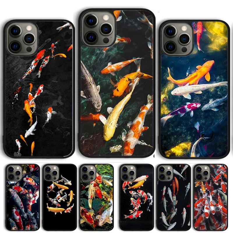 KOI CARP FISH Phone Case Cover For iPhone 15 16 14 13 12 Pro Max mini 11 Pro Max XS X XR Plus Coque Shell