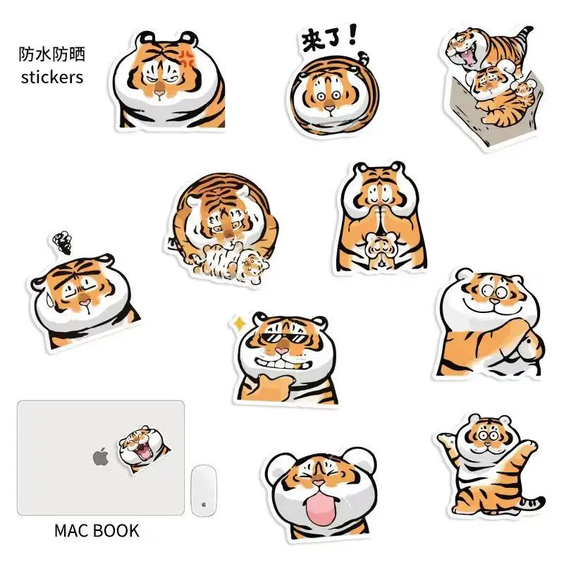 Cute Fat Tiger Stickers Graffiti Stickers DIY Notebook Skateboard Phone Case Water Cup Refrigerator Decor Sticker Decals Sticker