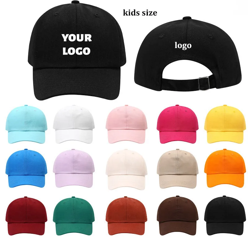 

Custom Logo Cotton Soft Top Baseball Cap Children's Girls Boy Solid Color Hip Hop Diy Hat Outdoor Leisure Personalized Caps