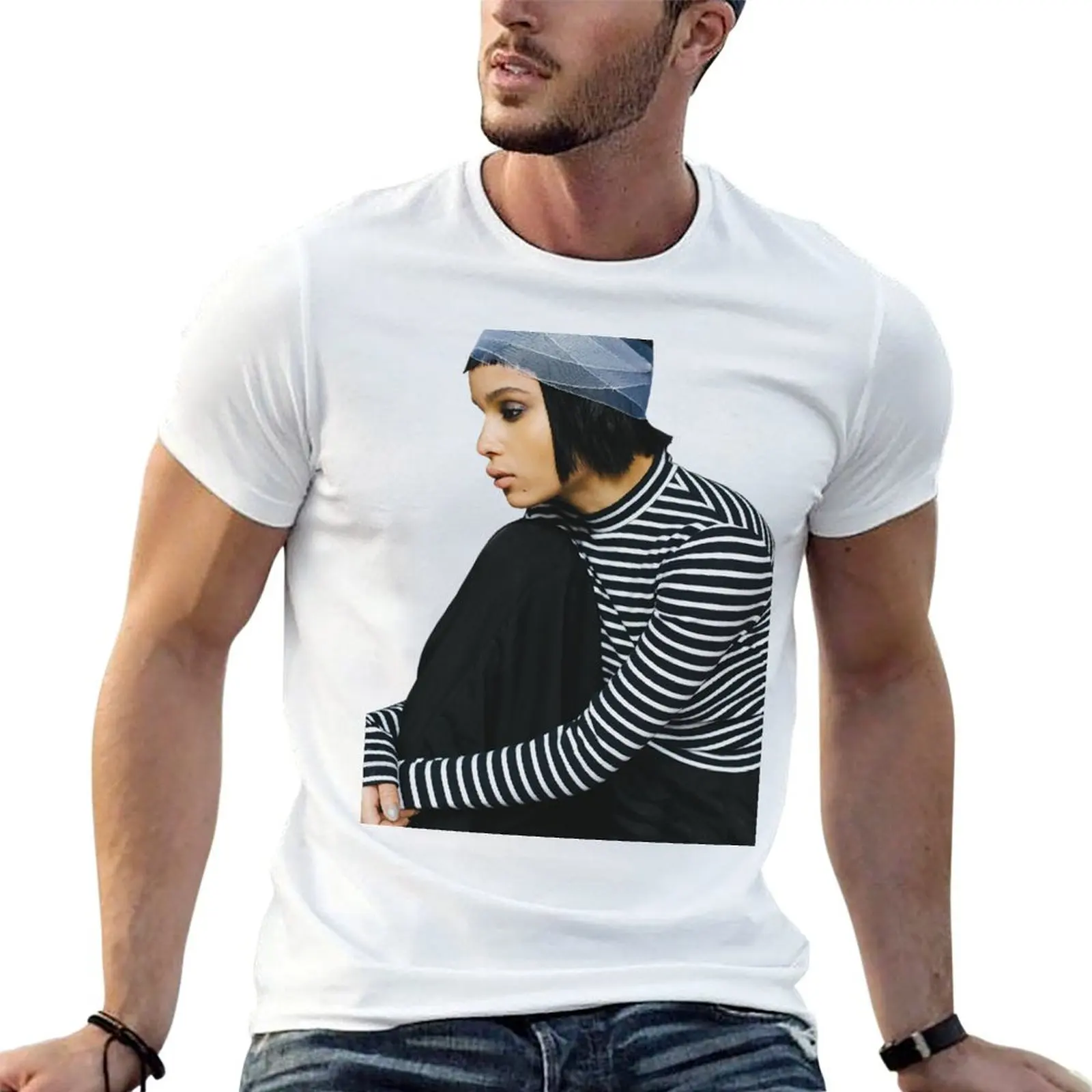 Camiseta Zoe Kravitz, camisetas de algodão de alta qualidade, camiseta masculina para homem
