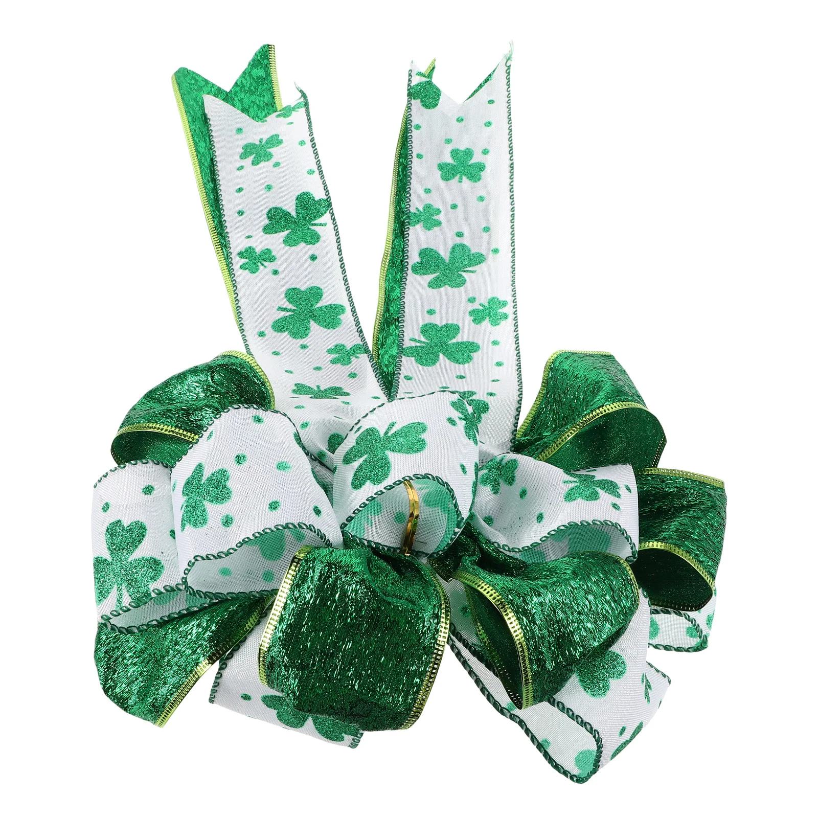 

St Patrick's Shamrock Bowknot DIY Crafts Tree Party Decorations Irish Festival Wreaths Front Door St Patricks Day Bow