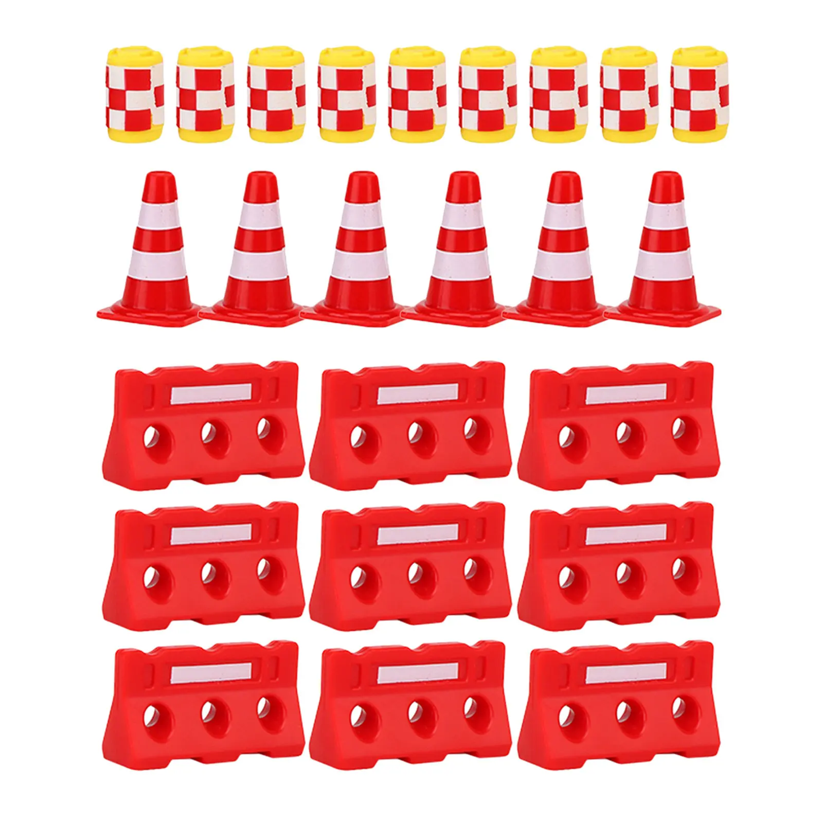 

36Pcs Traffic Road Signs Plastic Mini Cones Fences Buckets Educational Playset for Children Learning Road Sign Toy