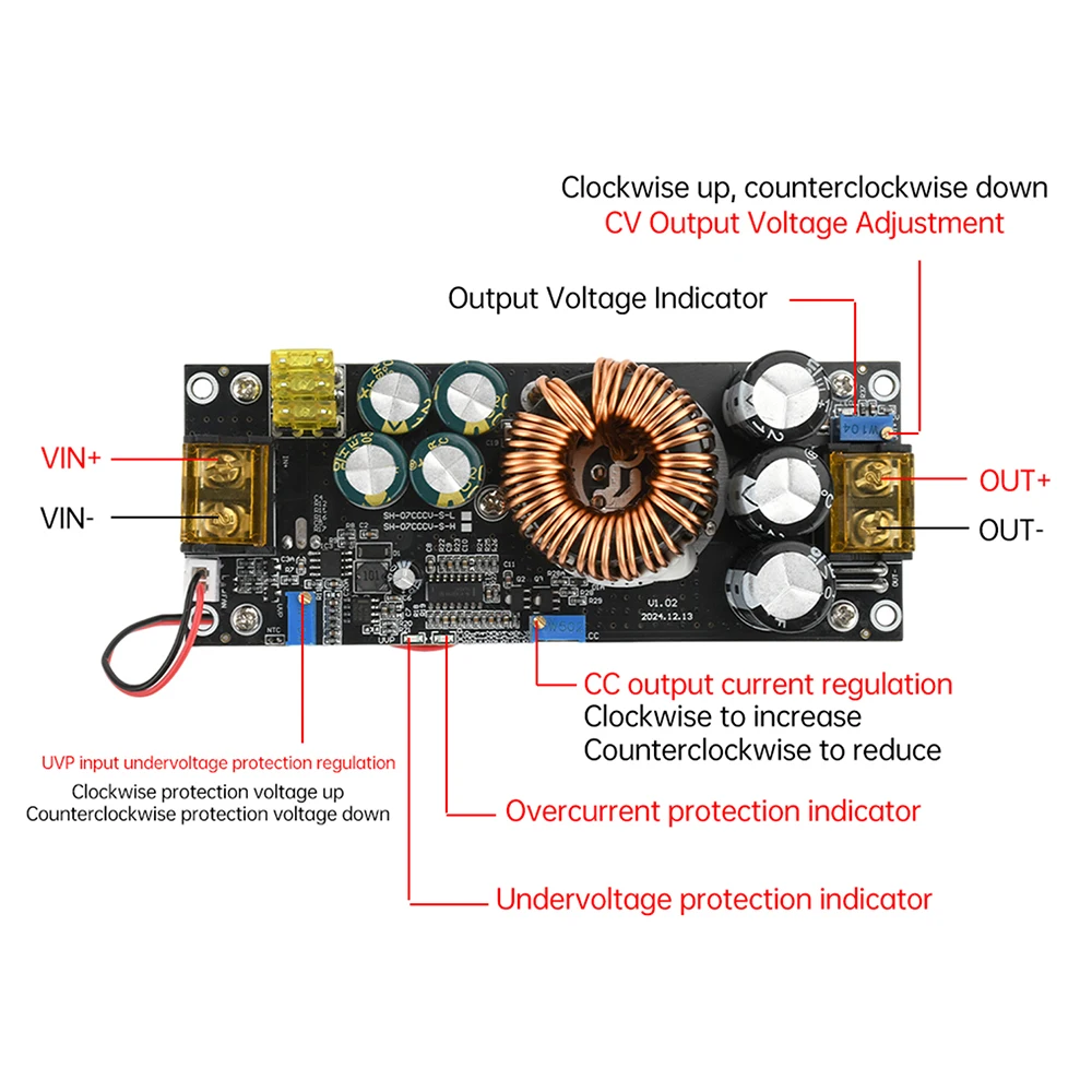DC-DC Boost Converter Step Up Module 1800W 40A DC 14-85V to 14-120V Boost Converter Constant Voltage Constant Current Adjustable