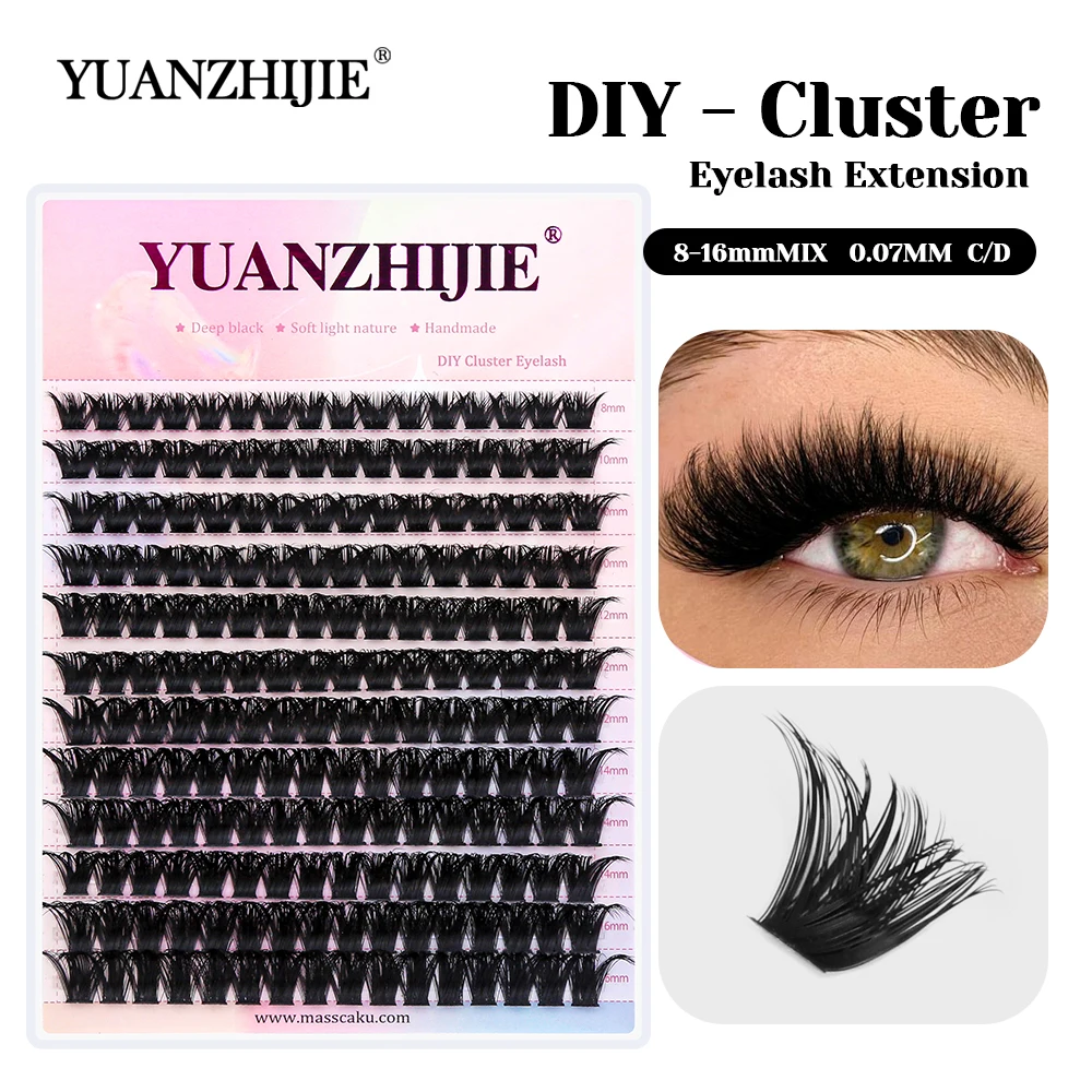 Nieuwe Stijl C D Krul Premium Fluwelen Vezel Warmte Gebonden Make-Up Wimper Individuele Zelf Enten DIY Clusters Wimpers door YUANZHIJIE