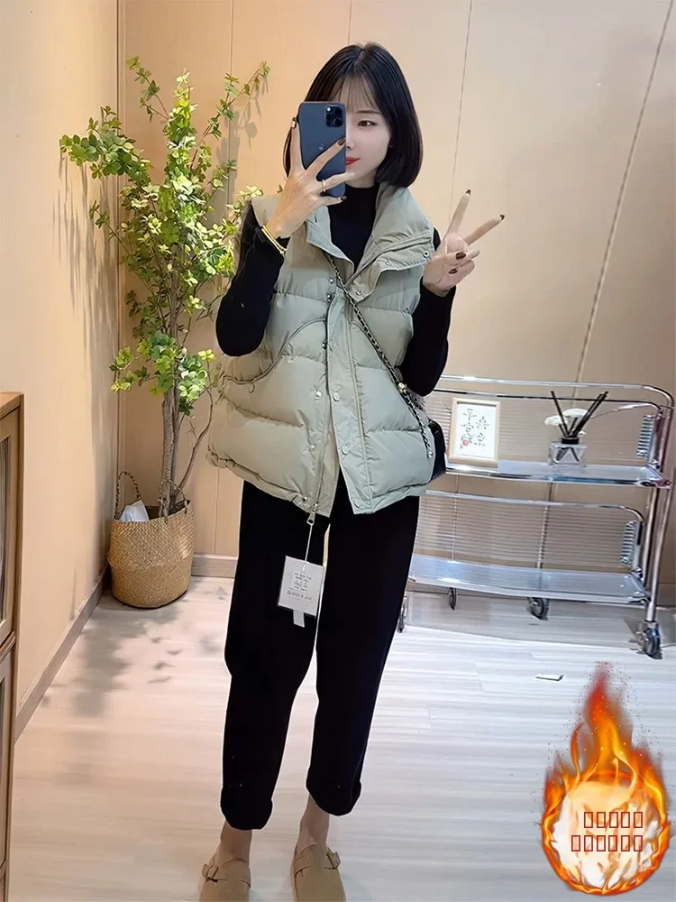 

Женская утепленная хлопковая жилетка без рукавов на молнии, зимняя коллекция 2026, повседневная, теплая, модная, в корейском стиле