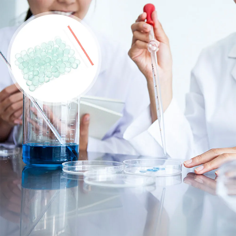 

1 упаковка экспериментальных стеклянных шариков из низкозольно-кальциевого стекла для лабораторий, устойчивых к разрушению при нагревании, высокоточные, для химической стабильности, для измельчения песка