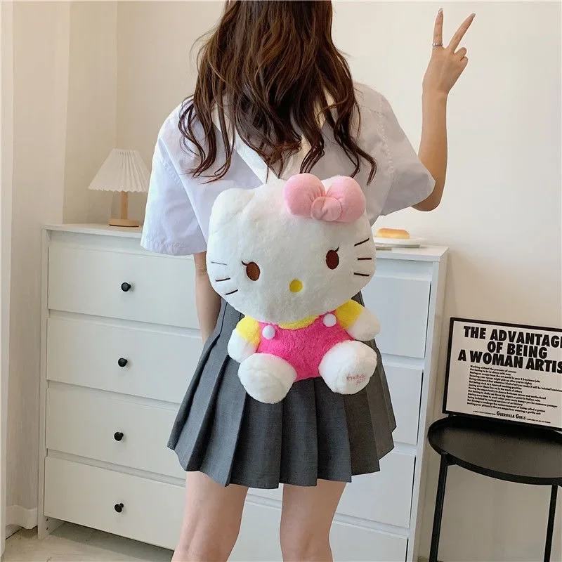 Xiuya Hello Kitty Backpacks Women Cute Plush Y2k Fashion Lolita Casual Backpacks Kawaii Harajuku Style New Luxury Bags for Girls