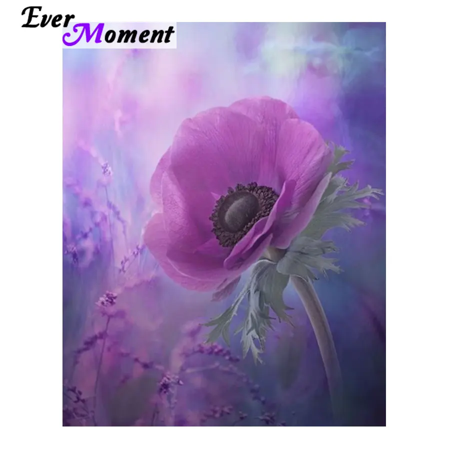 

Ever Moment 5D цветы DIY квадратные круглые камни дрель алмазная живопись Алмазная мозаика картина красивый фиолетовый цветочный ASF970
