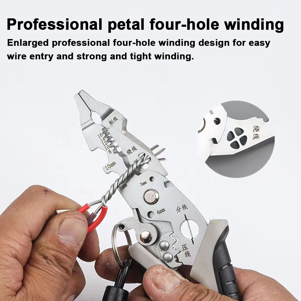 Multifunctional Wire Stripper Professional Wire Stripping Tool Electrician Crimping Pliers with Metal Locking Buckle