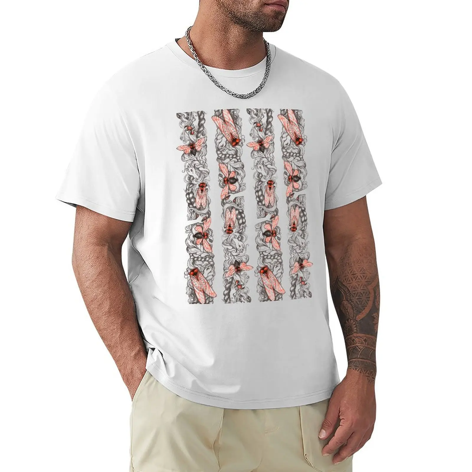 Summer Cicadas T-shirt anime clothes tees aesthetic clothes boys animal print mens white t shirts