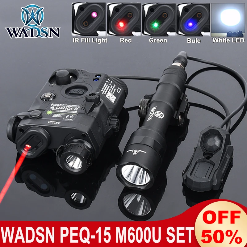 

Wadsn PEQ15 IR Fill Light Red Green Blue Laser Tactical M600U Flashlight M600C Scout Light Dual Function Switch Fit M-Lok Keymod