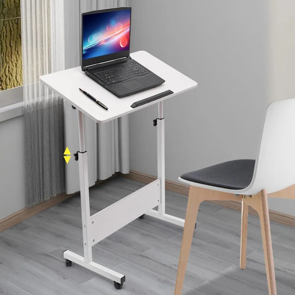 

Adjustable Height Computer Desk with Tilting Desktop Standing Laptop Desk for Home Office (White 31" L * 16" W * 47" H)
