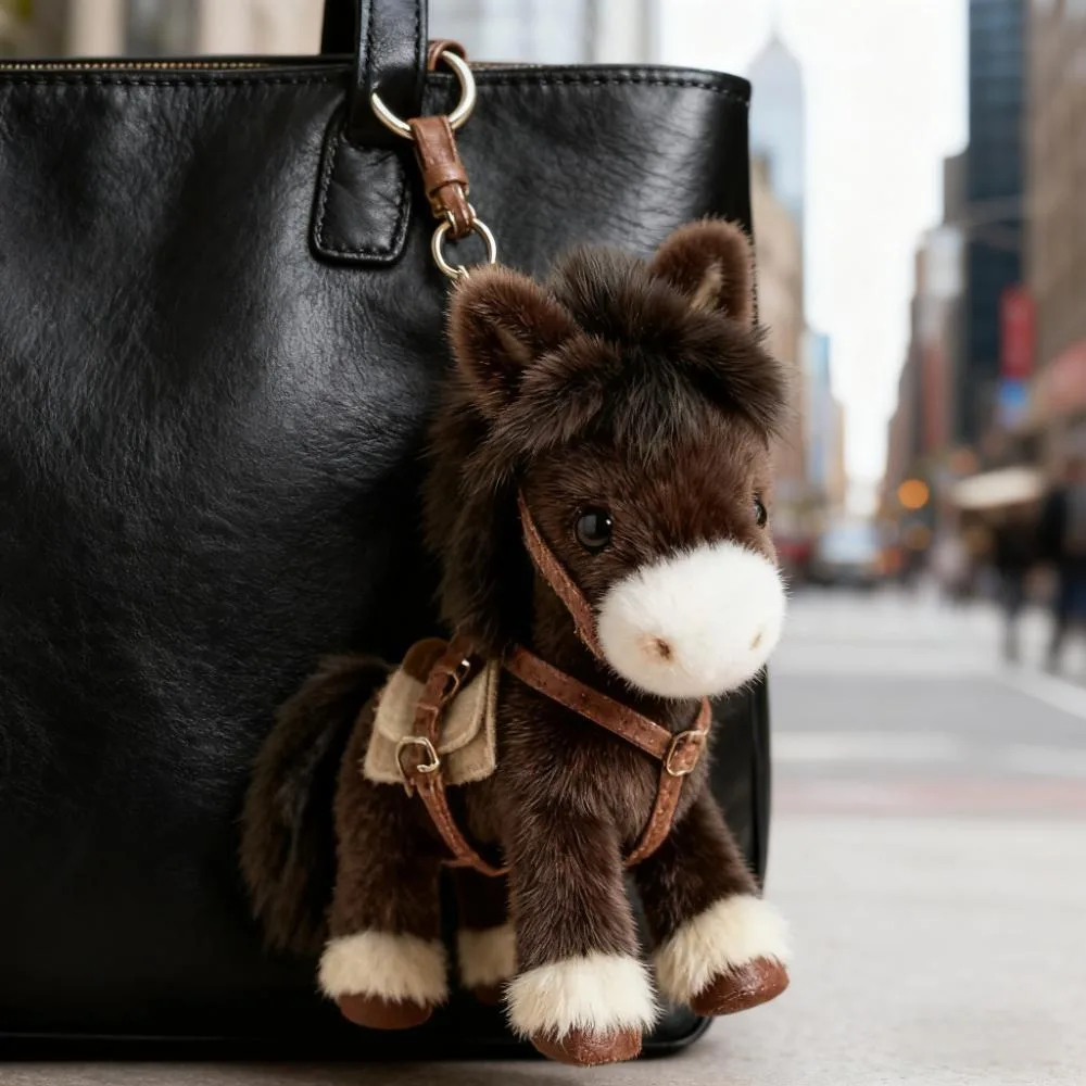 Year of The Horse Plush Material Horse Mascot Pendant Lucky Cartoon Style Zodiac Horse Plush Soft Toy Bag Charm Purse Charm