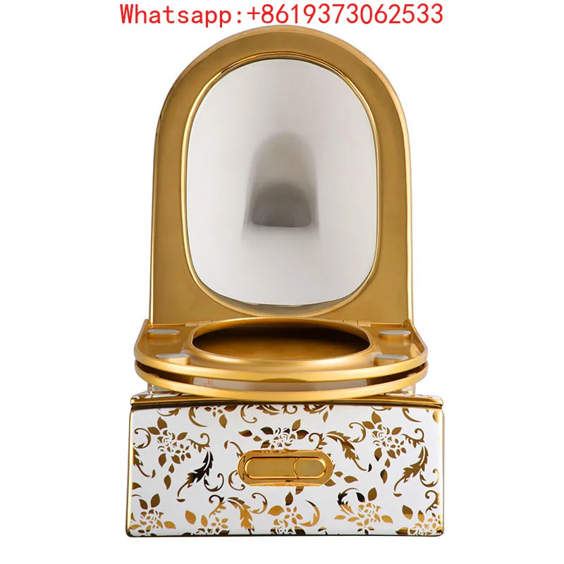 

Gold One-piece Toilet Colorful Phoenix Pattern Toilet Local Tyrant Gold Toilet Siphon Royal Gold