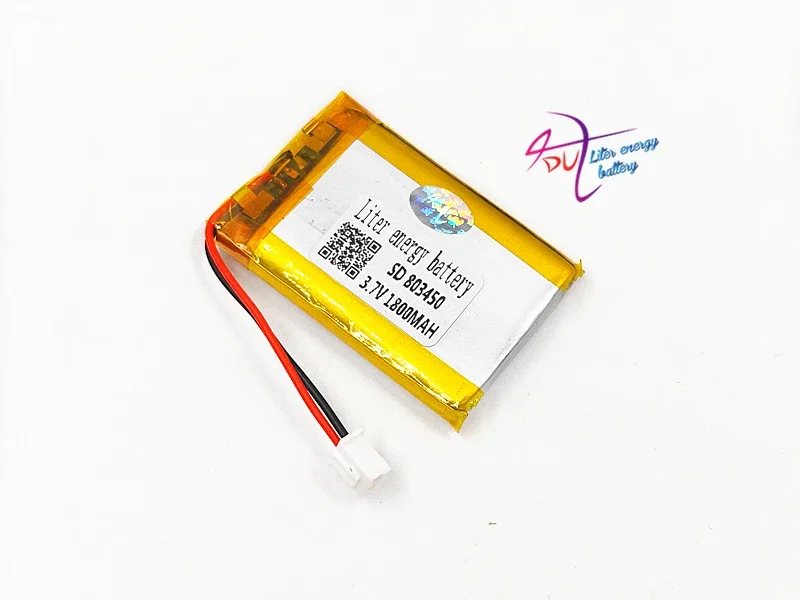 JST PH 2.54mm 803450 3.7V 1800MAH Lithium Polymer LiPo Rechargeable Battery with connector For Mp3 GPS bluetooth Camera watch