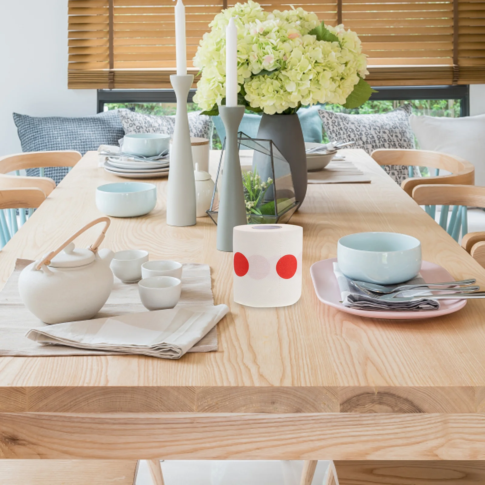 Rolo de papel higiênico redondo com estampa de ponto vermelho, tecido decorativo macio e durável para banheiro, para casa, escritório, hotel, dia das bruxas