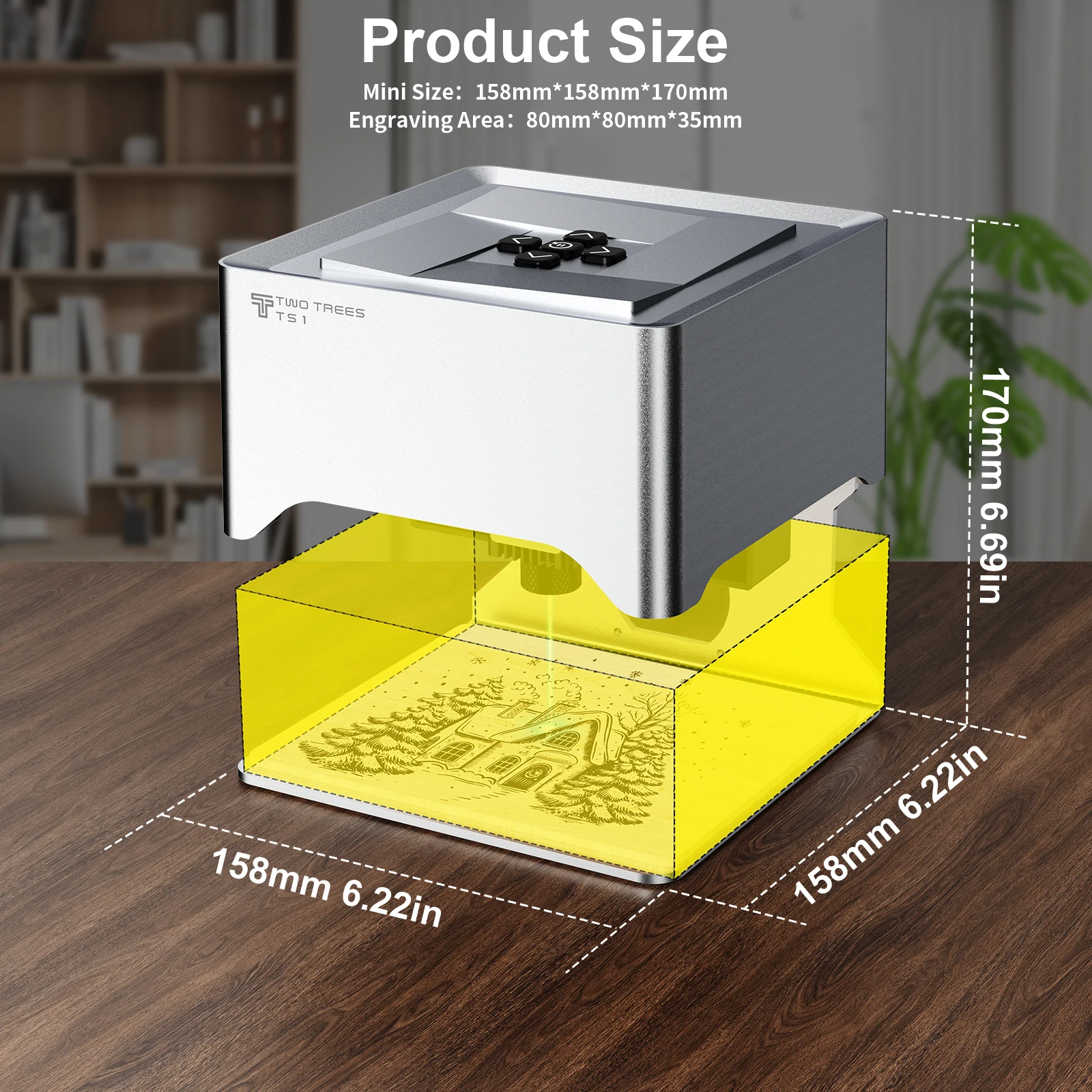 

Twotrees TS1 Mini Laser Engraver Machine 80x80mm engraving area desktop laser engraving machine support offline engraving