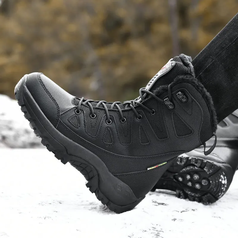 Men's Military Tactical Boots Army Boots Men Side Zipper Military Boots Men Anti-Slip Ankle Boots Work Safety Shoes Hiking Shoes