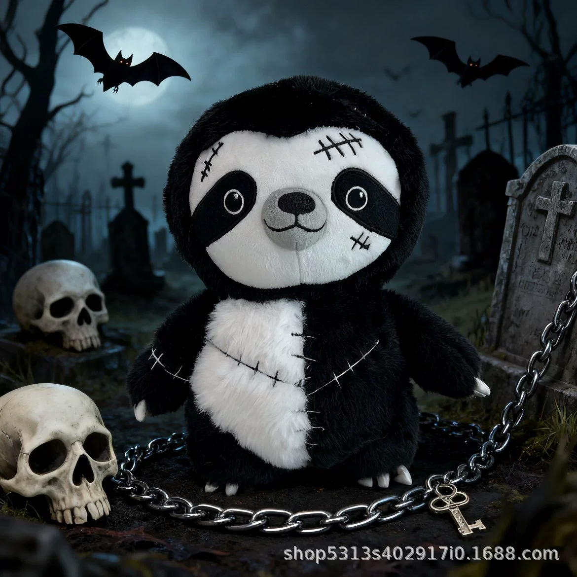 Auf Lager: 25cm Hot Sloth Plüschpuppe, Dark Series Spielzeug, Halloween-Party Lustige Atmosphäre-Dekorationen, Geburtstags- und Weihnachtsgeschenk für Freunde