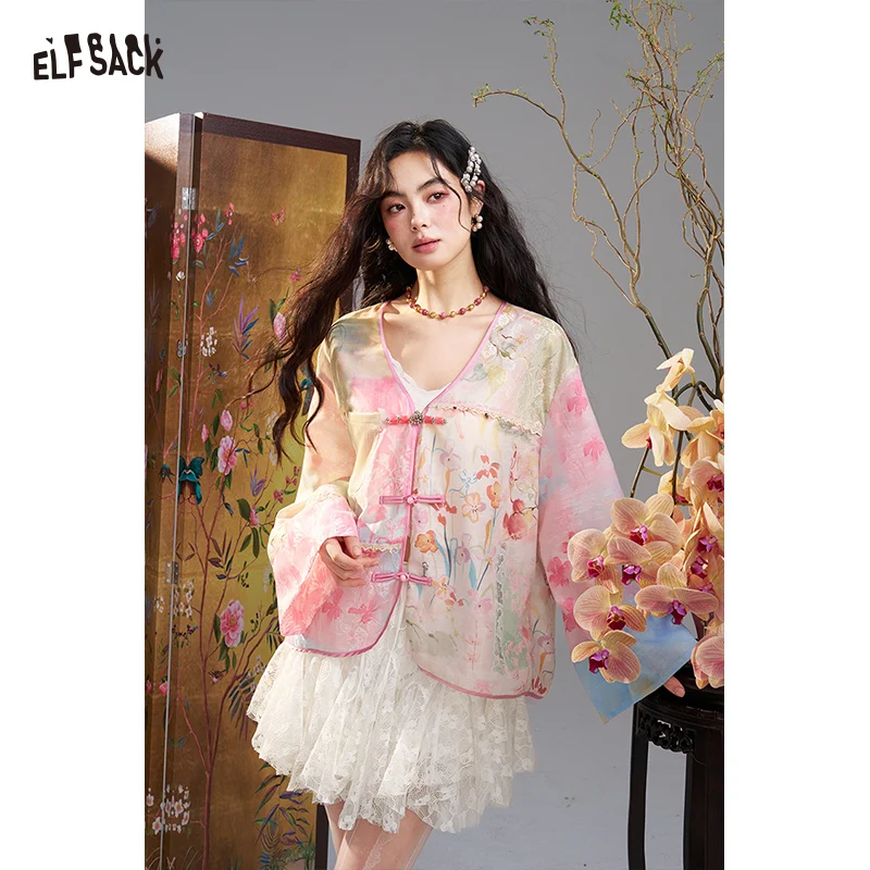 

ELFSACK Shiny Lace A-Line Mini Skirt, Elastic Waist Ruffled Flare Skirt, Gothic Sweet Layered Short Skirt for Women