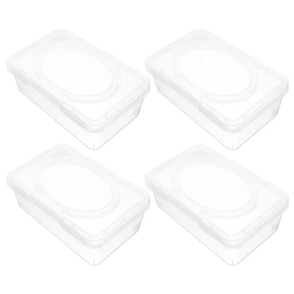 

4Pcs Wipes Dispenser Durable Refillable Baby Wipe Holder Portable Storage Case for Travel Home Baby Room Bathroom