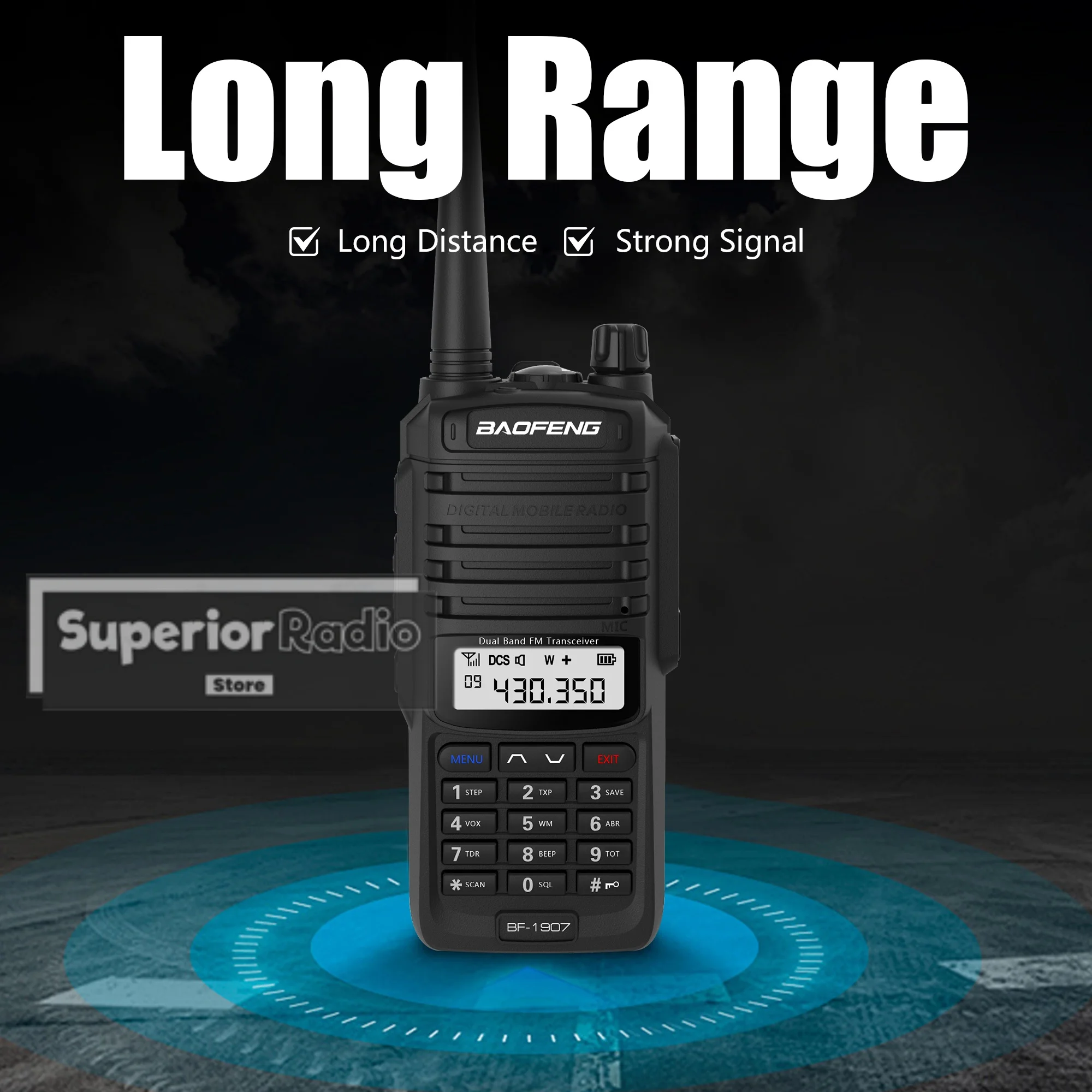 Baofeng BF-1907 جهاز اتصال لاسلكي من النوع C شحن 128 قناة طويلة المدى UHF VHF ثنائي النطاق محمول اتجاهين أجهزة الراديو لحم الخنزير للتخييم #4