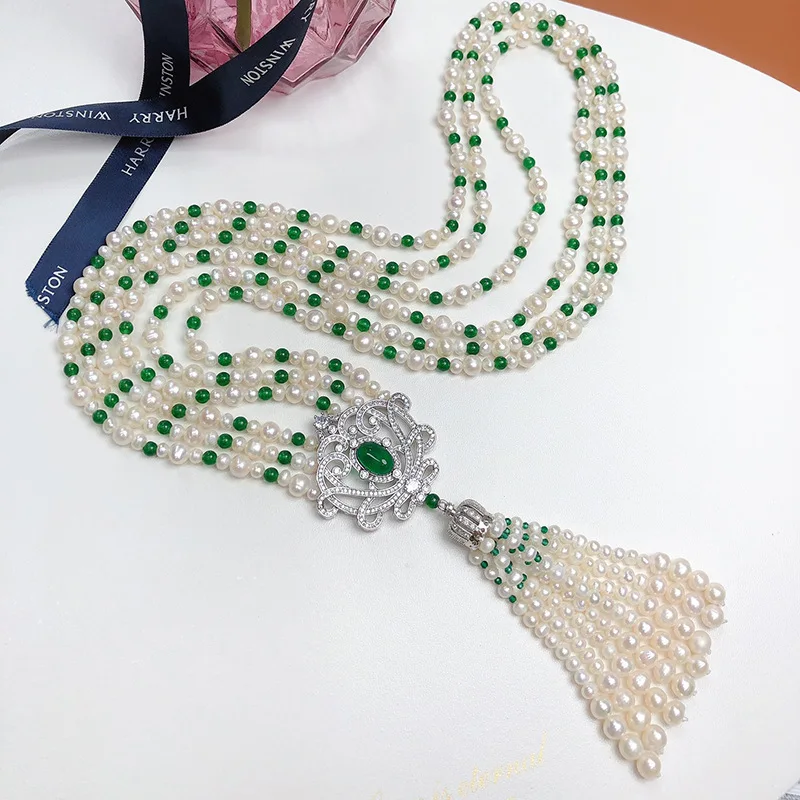 

New Freshwater Pearl Sweater Chain High-End Fashionable Women's Luxury Long Multi-Wear Necklace Versatile