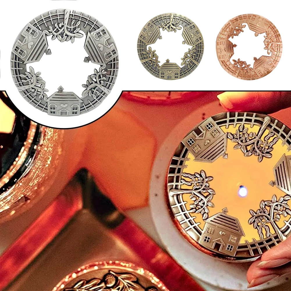 Retro Style Candle Topper Candle Cover Jar Lids Shades Sleeves Gifts Silver/Gold/Bronze Flower House Pattern Candle Accessories