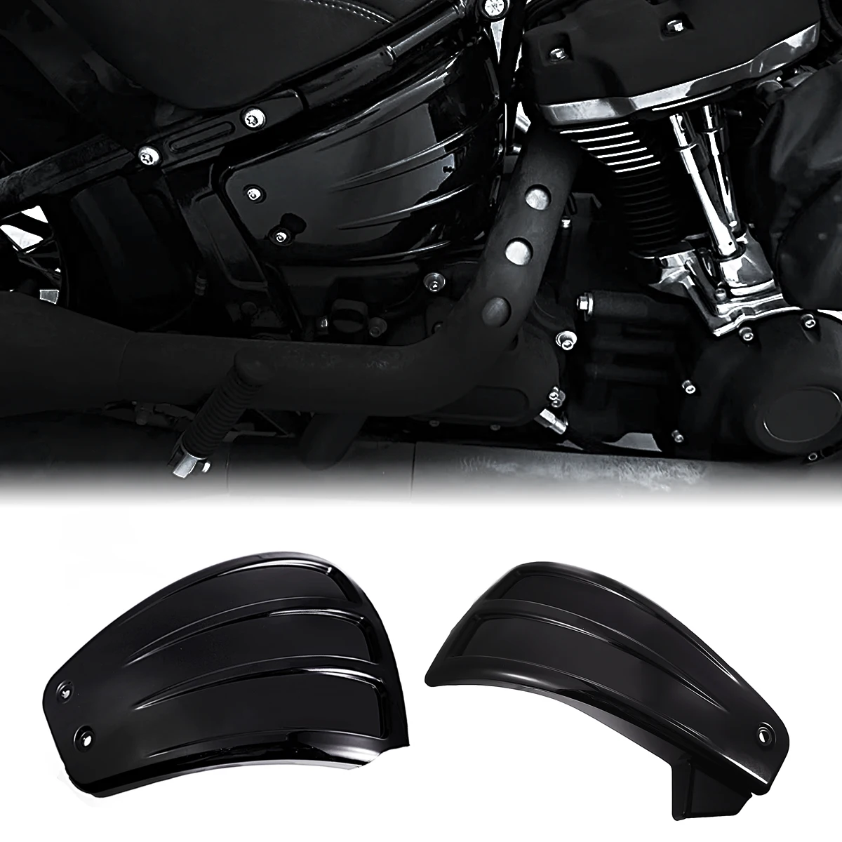 

GLOSS BLACK SIDE FAIRING BATTERY COVER FOR HARLEY SOFTAIL STREET BOB FXBB LOW RIDER S HERITAGE CLASSIC 2018-2023