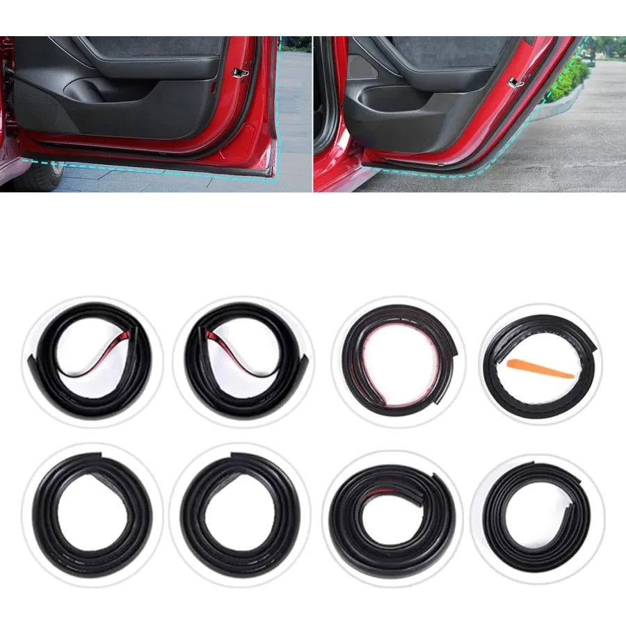 

9 Pack Car Door Soundproof Sealing Strips for Trucks and Sedans Weatherproof Draft Stopper Edge Guards Wind Noise Reduction Acc