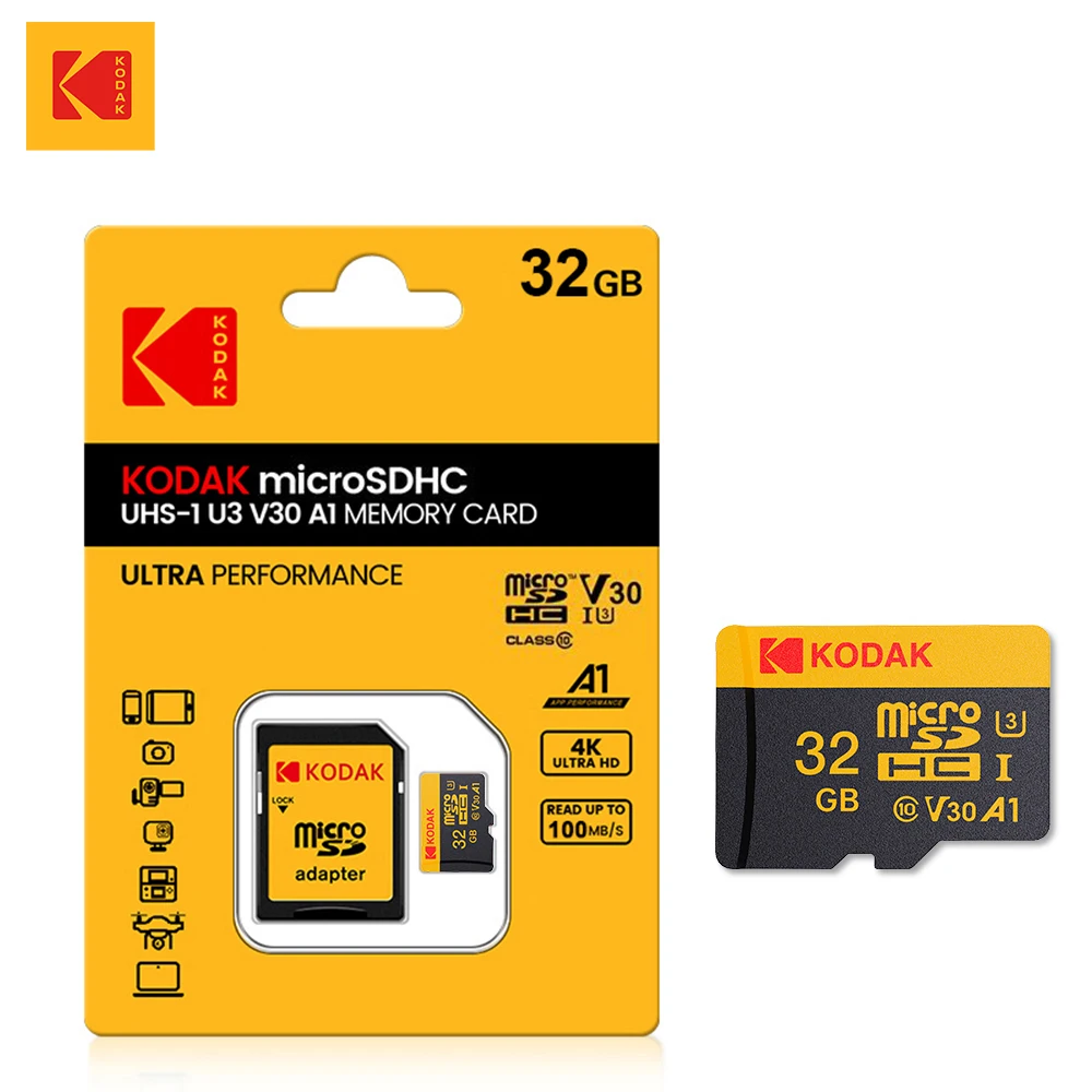 

Kodak Micro SD Card Memory Card Class 10 32GB 64GB 128GB 256GB U3 4K High Speed Cartao De Memoria Flash Memory TF Mecard C10