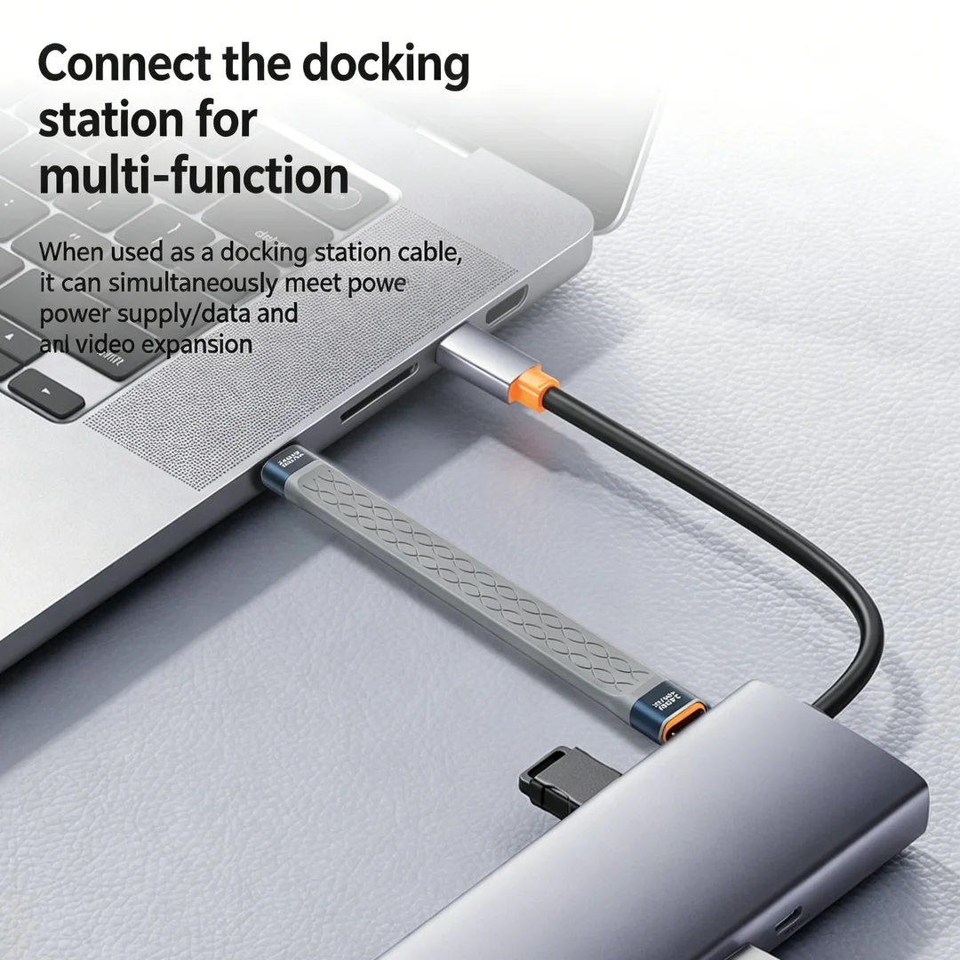 240W PD USB4.0 Flat Short USB-C Cable 40Gbps High Speed 8K Video Transfer Fast Charging Wire，Micro USB 0.3m Cable