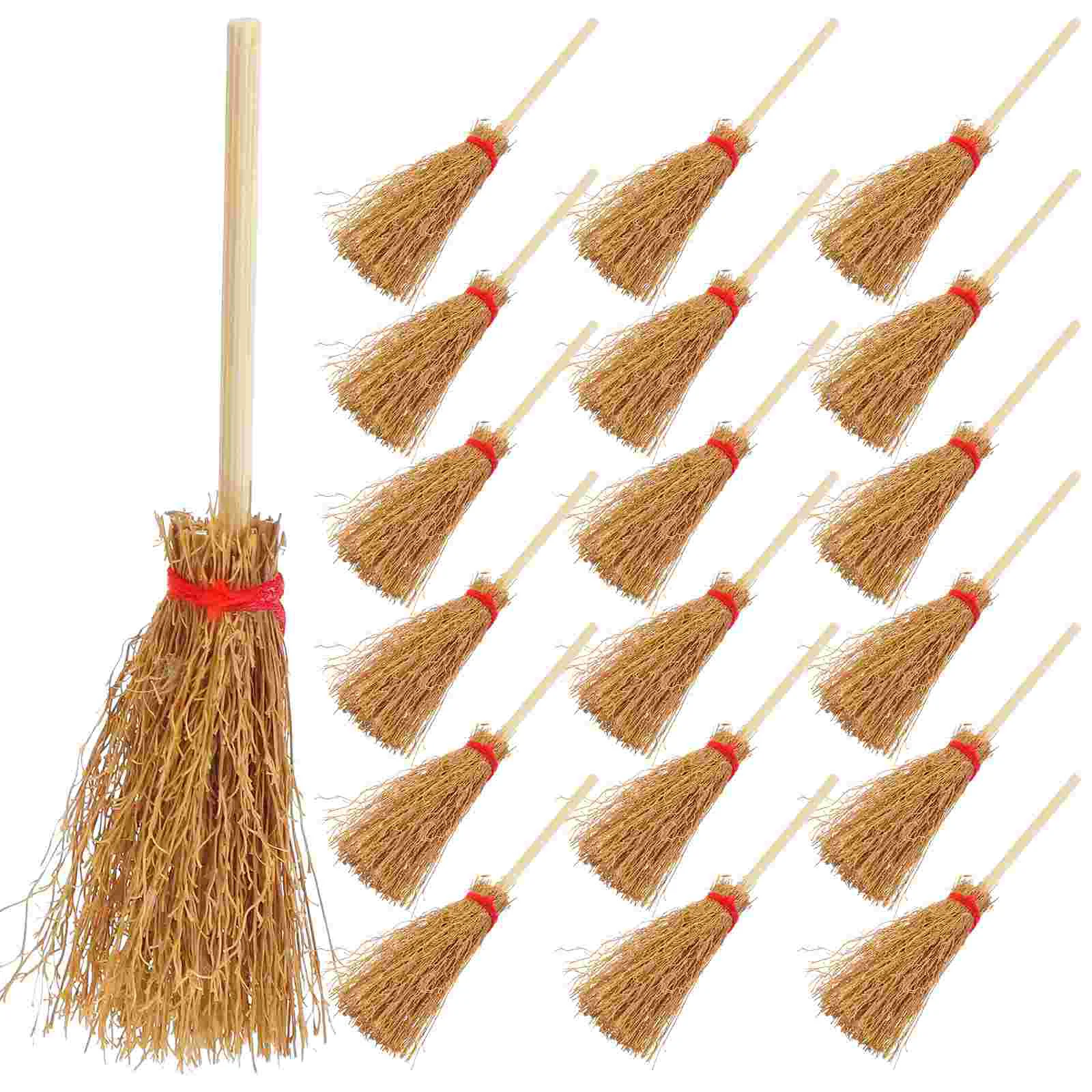 50 Pcs Mini Broom Halloween Decor Ornament Props Simulation Wood Playhouse Models Brooms