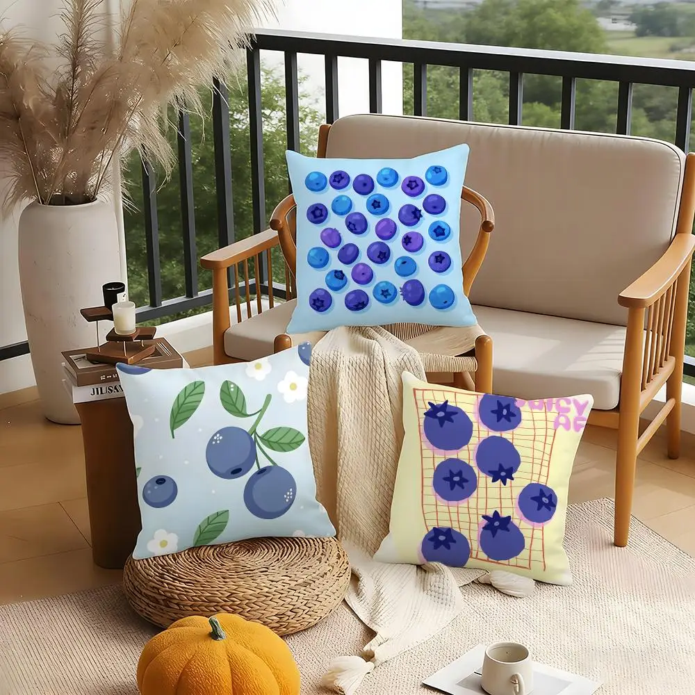 Blueberryillustration Cushion Cover Anti-Dust Mite Short Plush Pillowcase - Invisible Zipper Silky Soft Sofa Cushion Cover