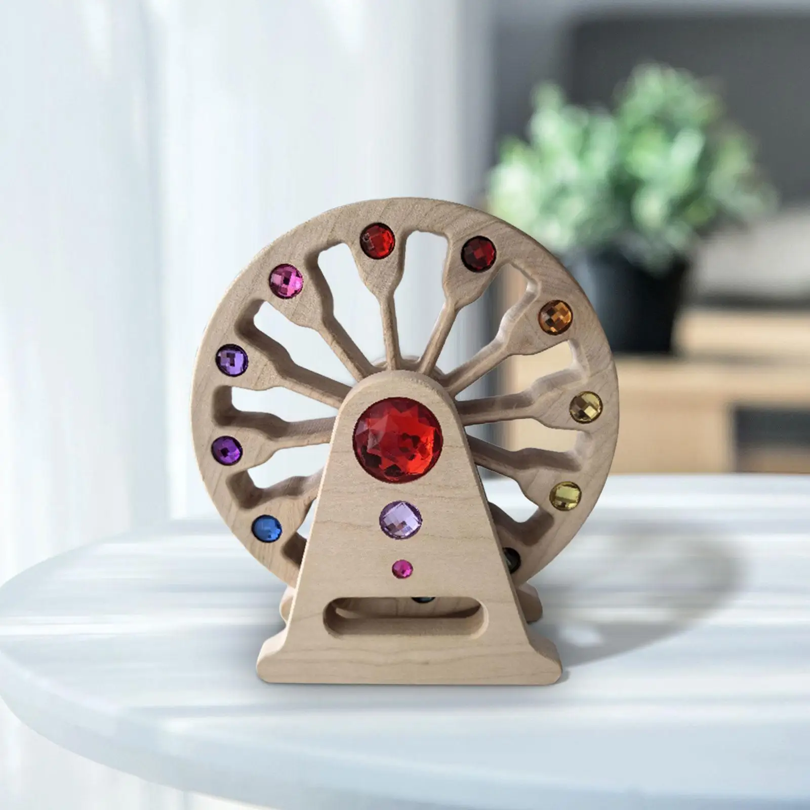 Wooden Rotating Wheel Toy Birthday Gift Sturdy Educational for Children