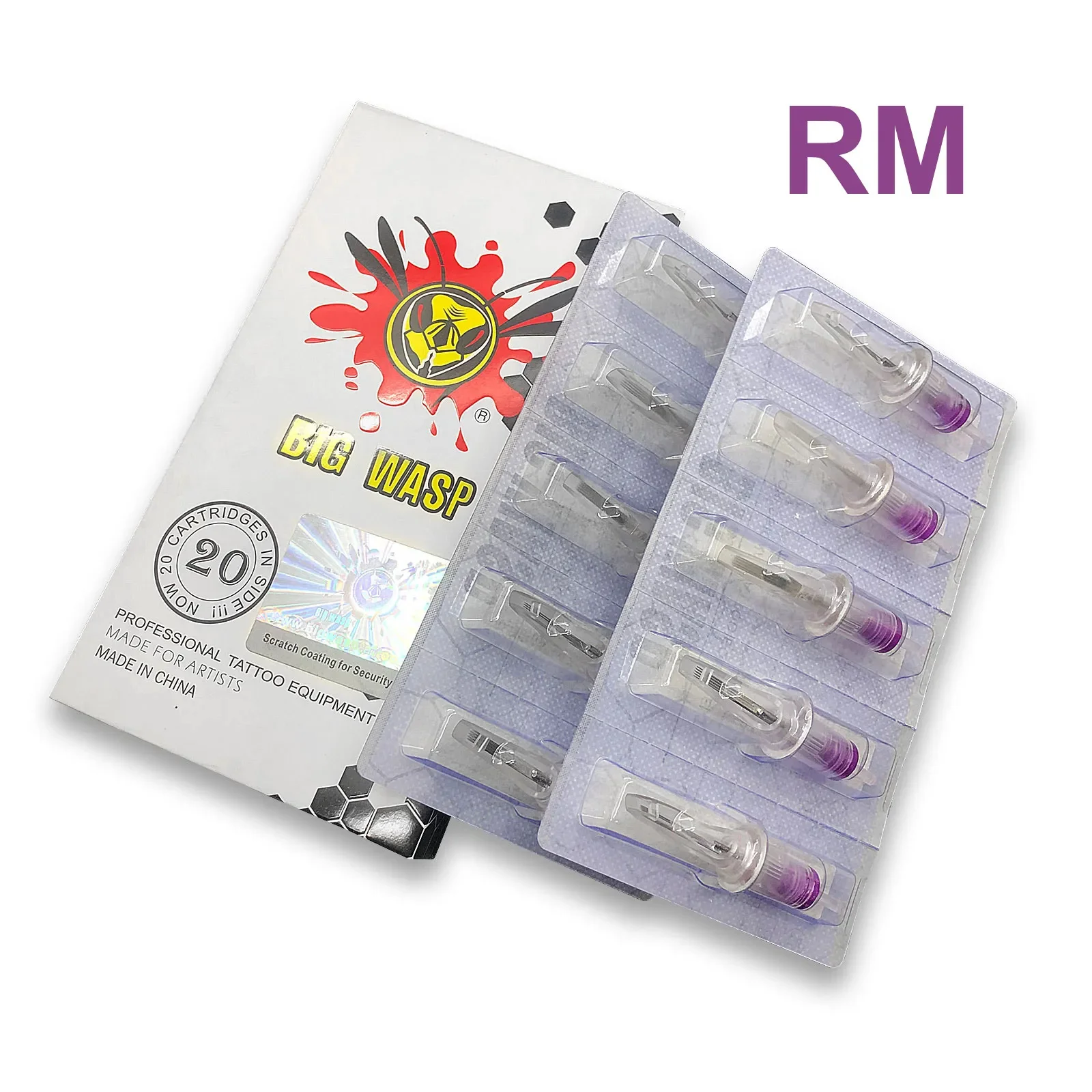 

BIGWASP RM Disposable Sterilized Safety Tattoo Cartridge Needles Round Magum 0.30mm/0.35mm 20pcs/Lot Enhance Tattoo Precision