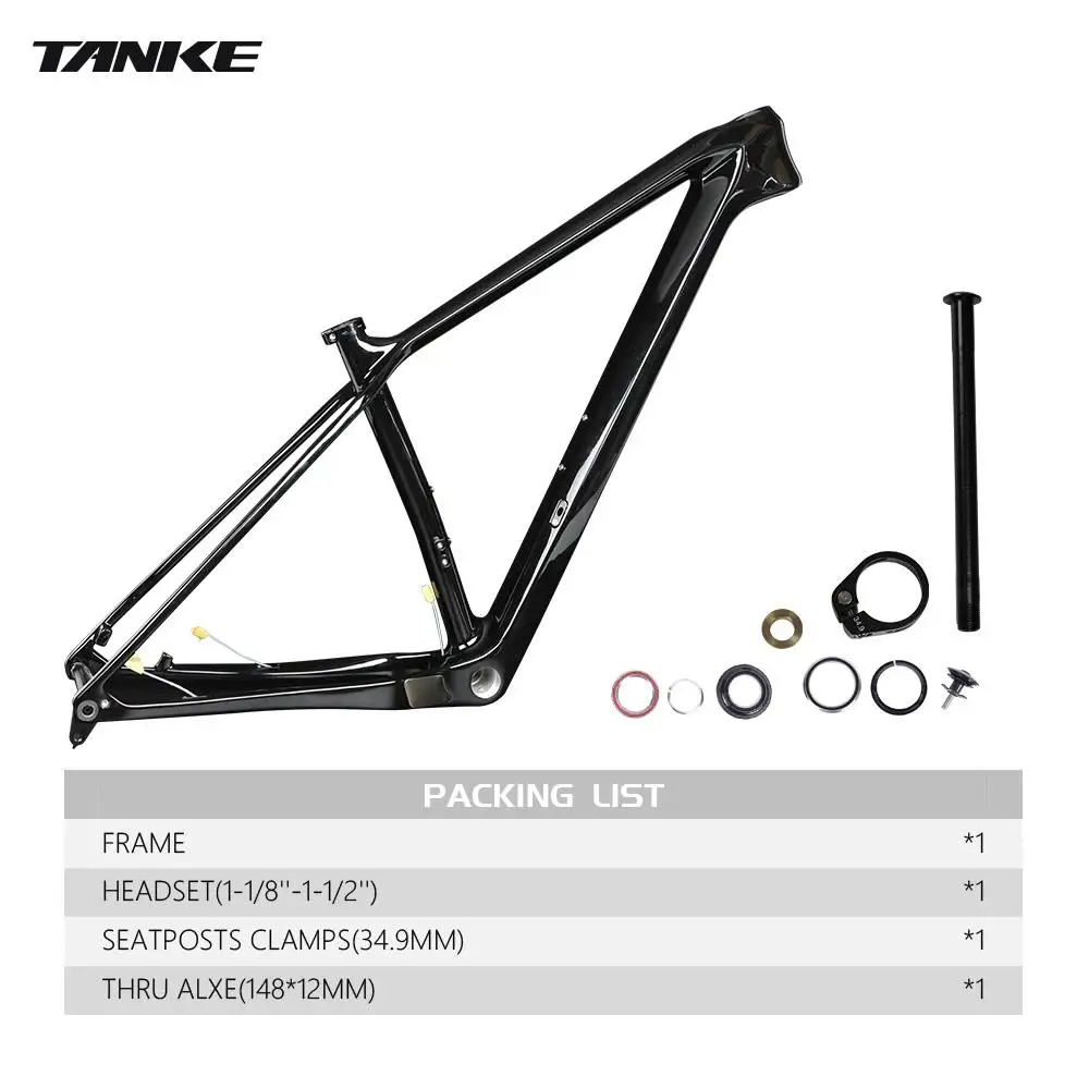 TANKE 29er Carbon Mountain Bike Frame Boost 148mm MTB Carbon Bicycle Frame Disc Brake Hard Tail T800 Carbon Fiber BicicletaFrame view 5