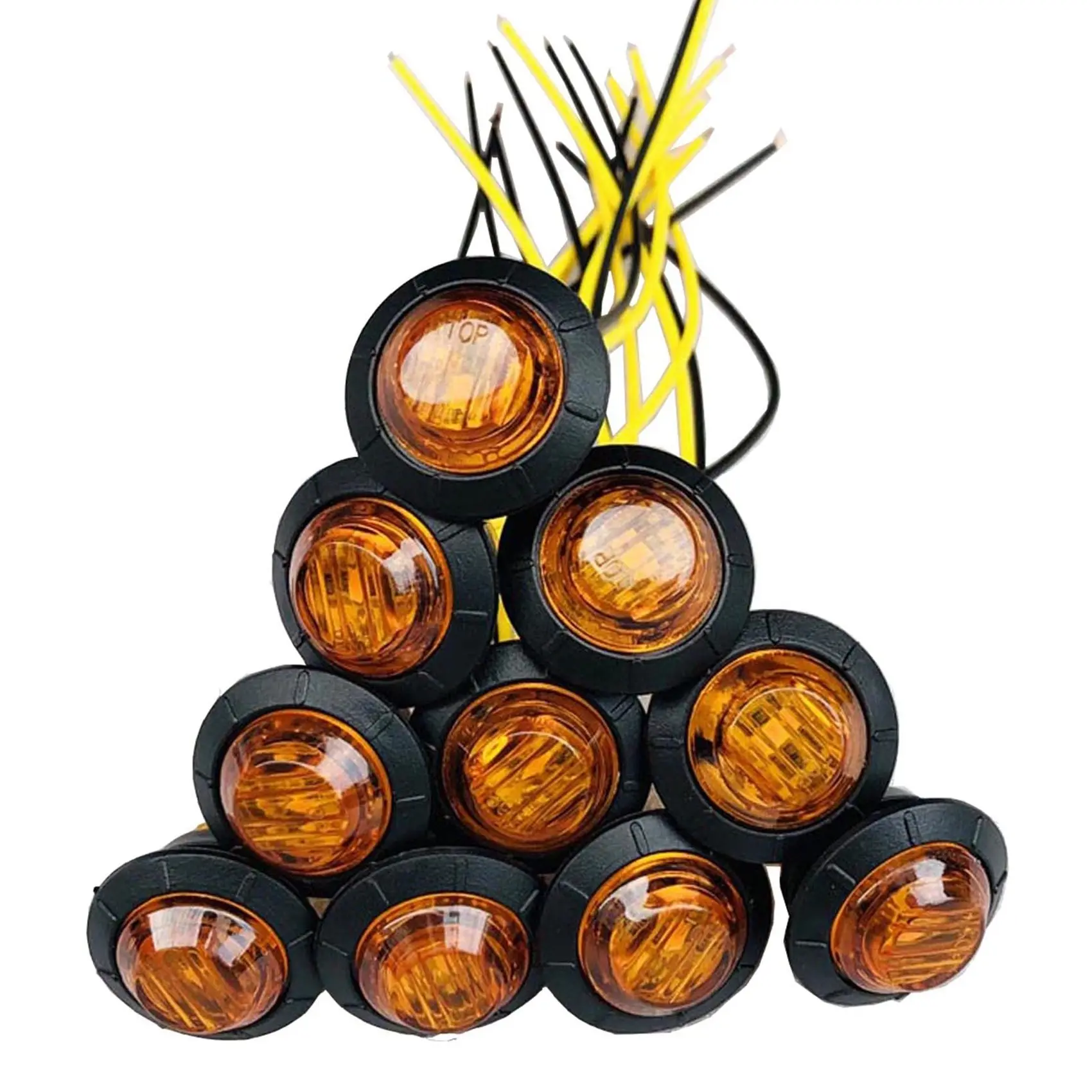 10Pc of 3/4 Inch Mini Small Round LED Side Marker Indicator Turn Signal Light Clearance Lamp Truck Trailer Bus Marine A