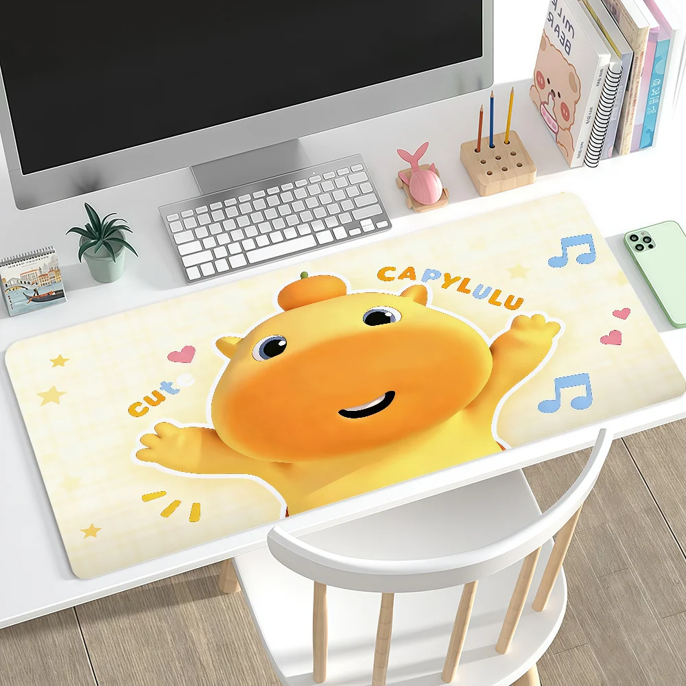 Cartoon C-Capybara Lulu Cute Mouse Pad Large Non-slip Lockedge Desktop Computer Desk Mat Keyboard MousePad Office Gamer Student