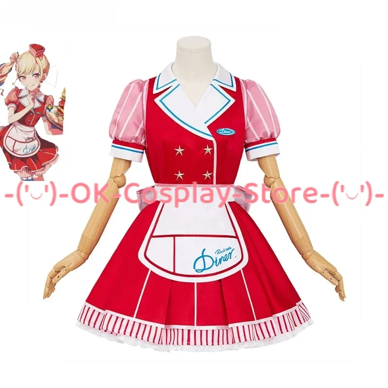 Tenma Saki Cosplay Costume Welcome To Diner Red Maid Dress Cute Party Suit Halloween Carnival Uniforms Custom Made