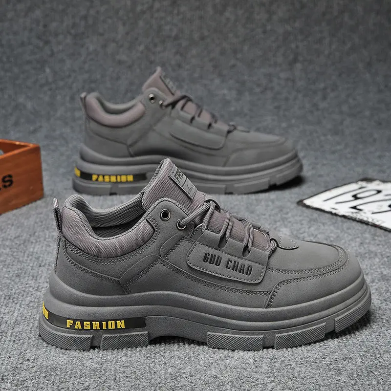 Autumn Men's Work Shoes Outdoor Non-slip Wear-resistant Sneakers 2026 Fashion Breathable Platform Shoes All-match Safety Shoes