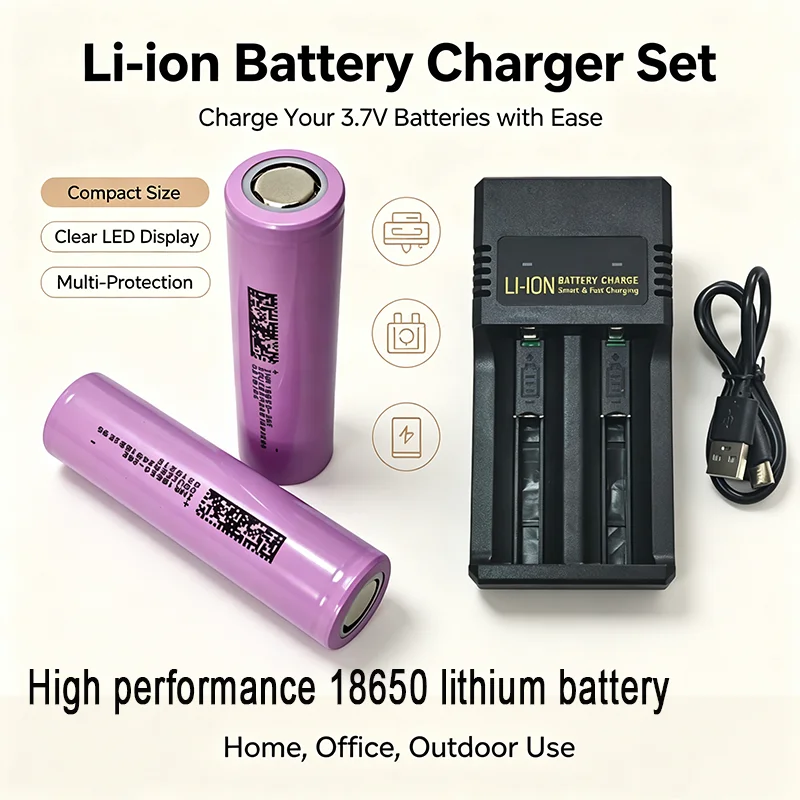 Type-C cylindrical lithium battery charger  2600mAh 3.7V lithium-ion rechargeable battery suitable for 18650//26650/14500/16340