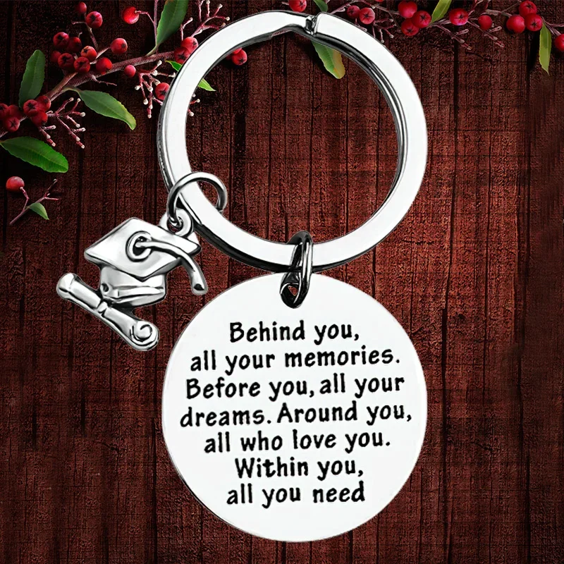 

Charm Graduation Gift Keychain College High School Key Chain Behind You All Your Memories University Inspirational Gift