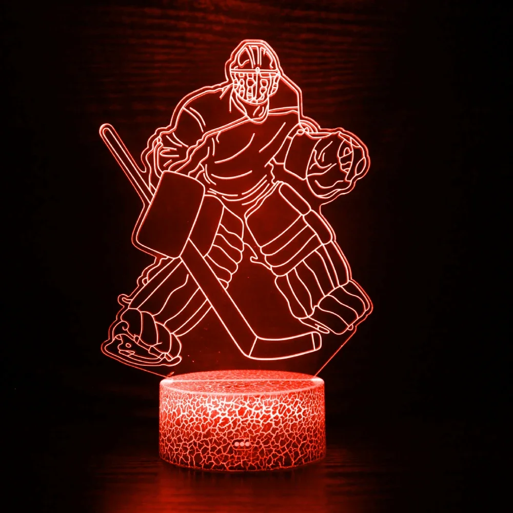 Nighdn-Veilleuse de gardien de but de hockey sur glace pour chambre d'enfant, lampe de chevet USB pour garçons et filles, cadeau de Noël et d'anniversaire, 7 documents tactiles, proxy